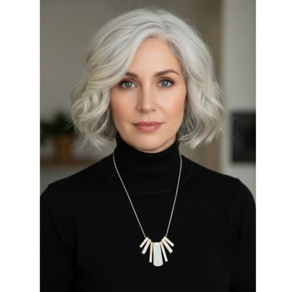 STATEMENT NECKLACE - Gold and crystal contemporary design - Picture 1 of 5